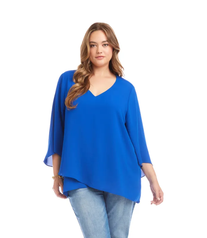 Plus Size Bracelet Sleeve Asymmetric Top made by Karen Kane