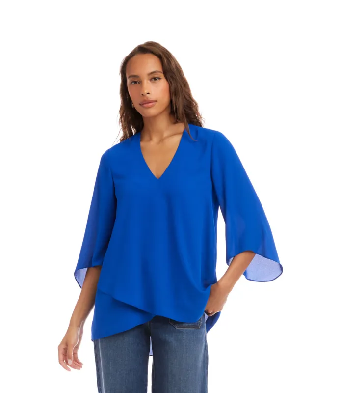 Petite Size Bracelet Sleeve Asymmetric Top sold by Karen Kane
