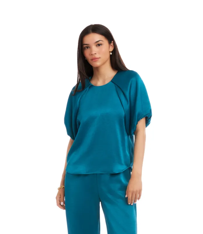 Puff Sleeve Satin Top sold by Karen Kane