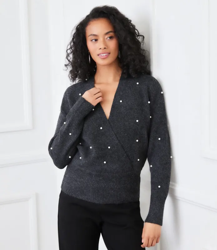 Pearl Wrap Sweater sold by Karen Kane