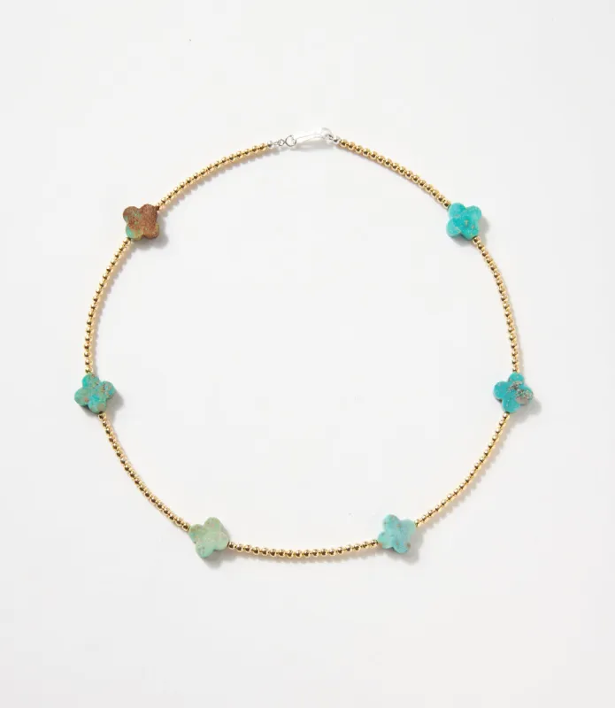 Beaded Gold And Turquoise Accent Necklace sold by Karen Kane