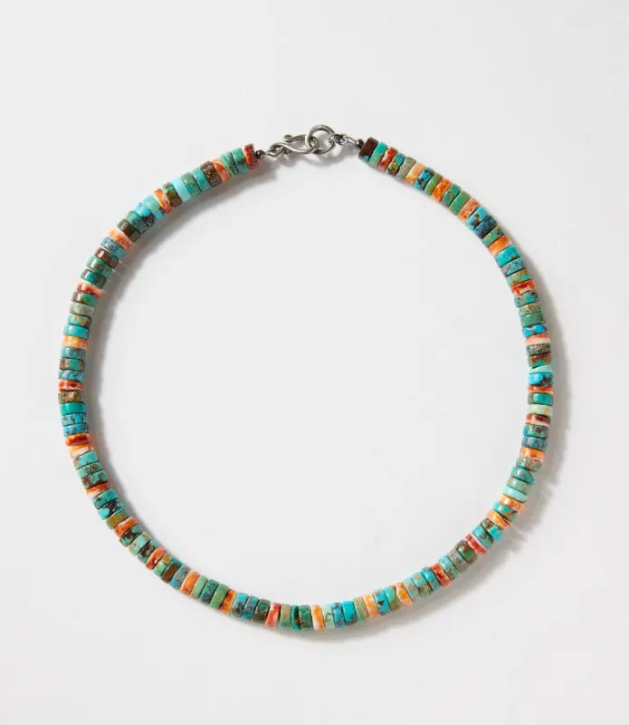 Kingman Turquoise & Spiny Oyster Beaded Necklace sold by Karen Kane