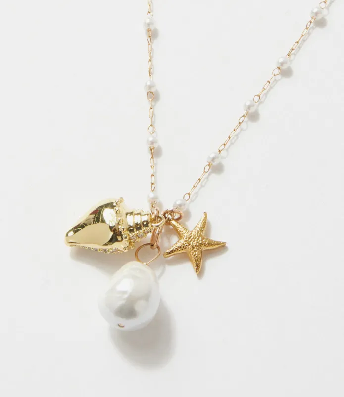 Pearl Beaded Ocean Charm Necklace sold by Karen Kane