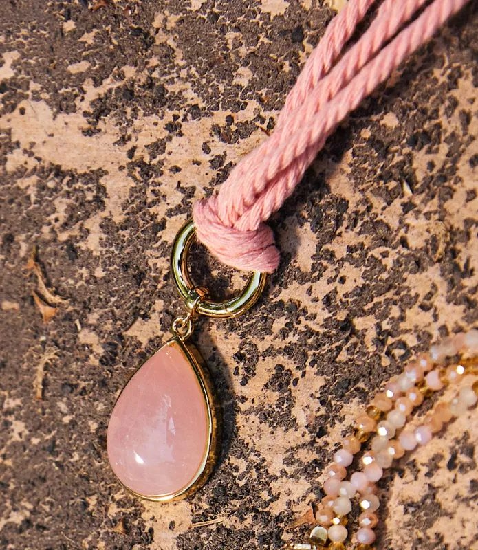 Teardrop Gemstone Cord Necklace sold by Karen Kane