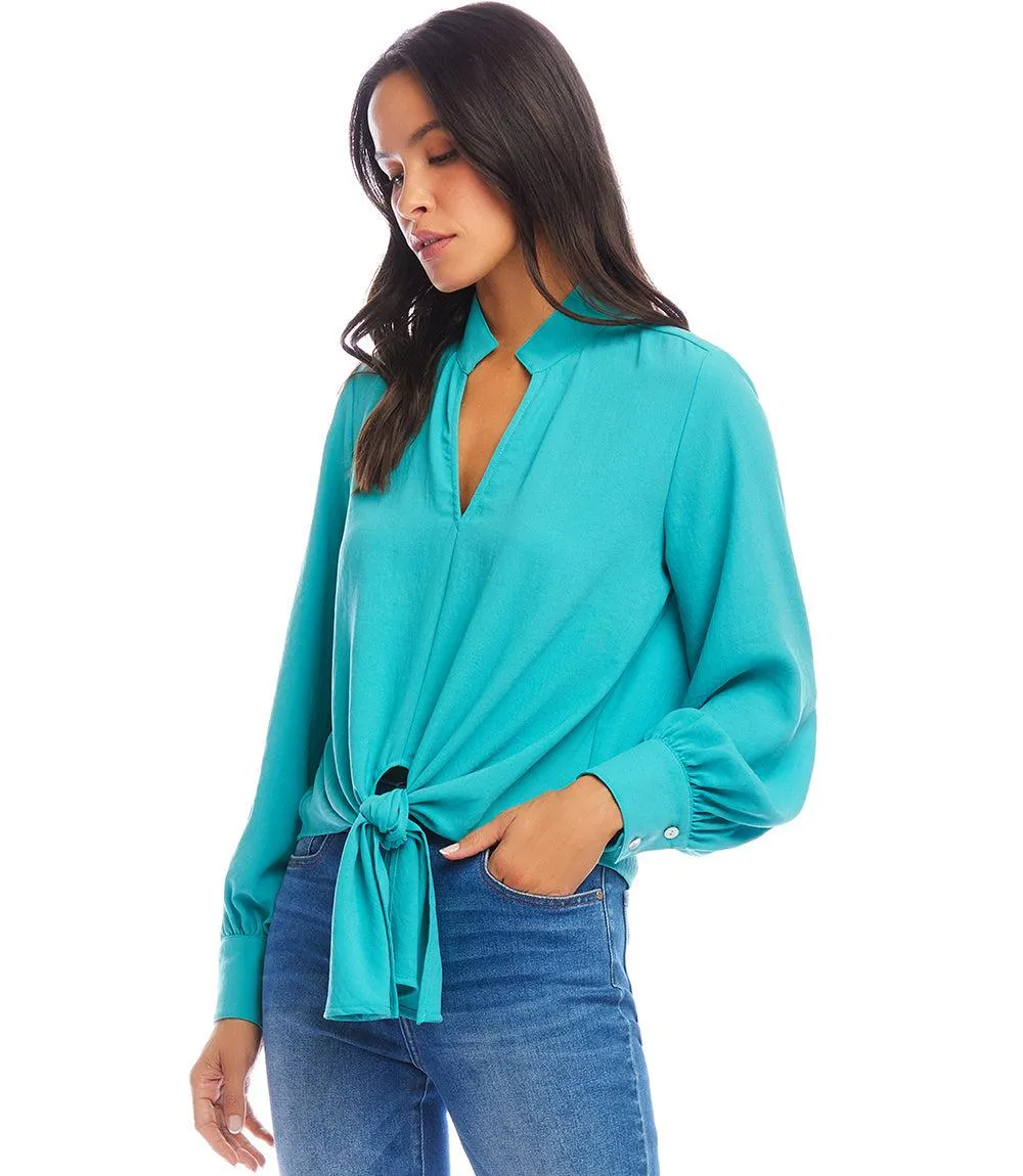 Long Sleeve Tie-Front Top sold by Karen Kane