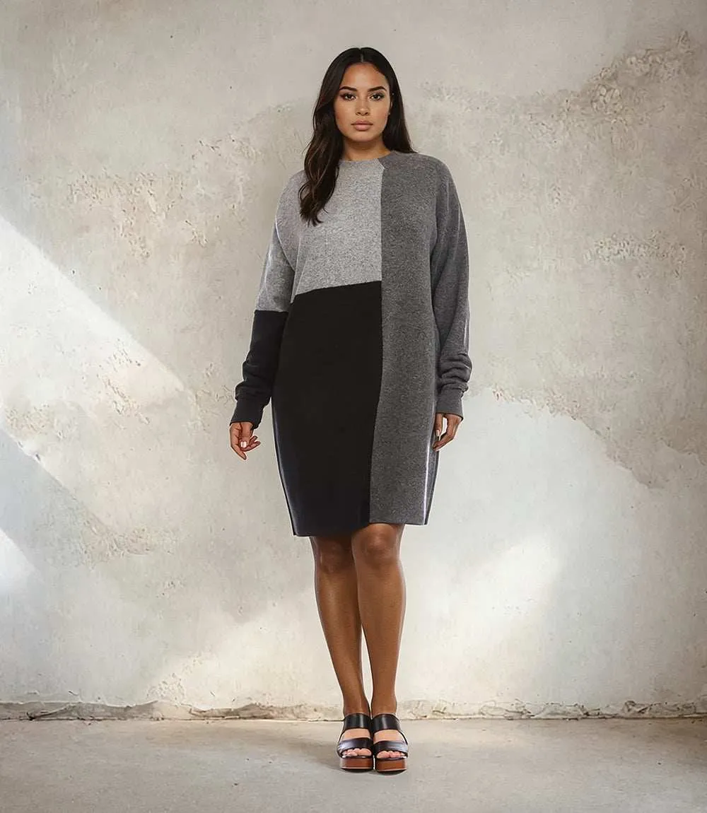 Plus Size Colorblock Sweater Dress sold by Karen Kane