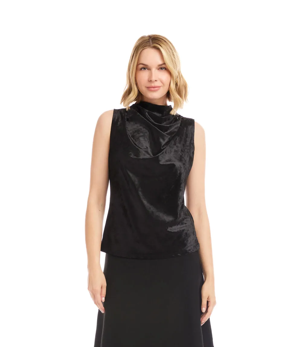Sleeveless Crushed Velvet Drape Front Top sold by Karen Kane product image thumbnail 2
