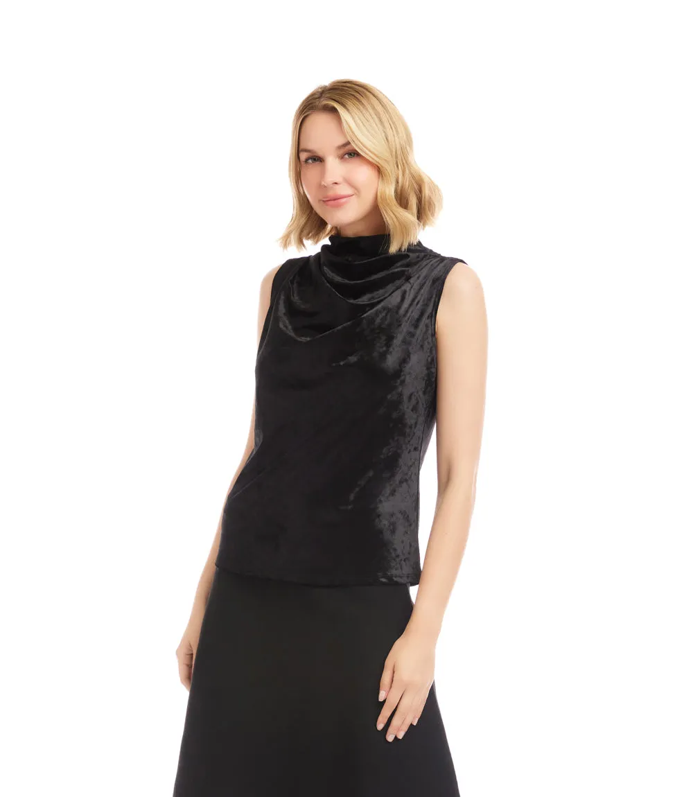 Sleeveless Crushed Velvet Drape Front Top sold by Karen Kane product image thumbnail 3