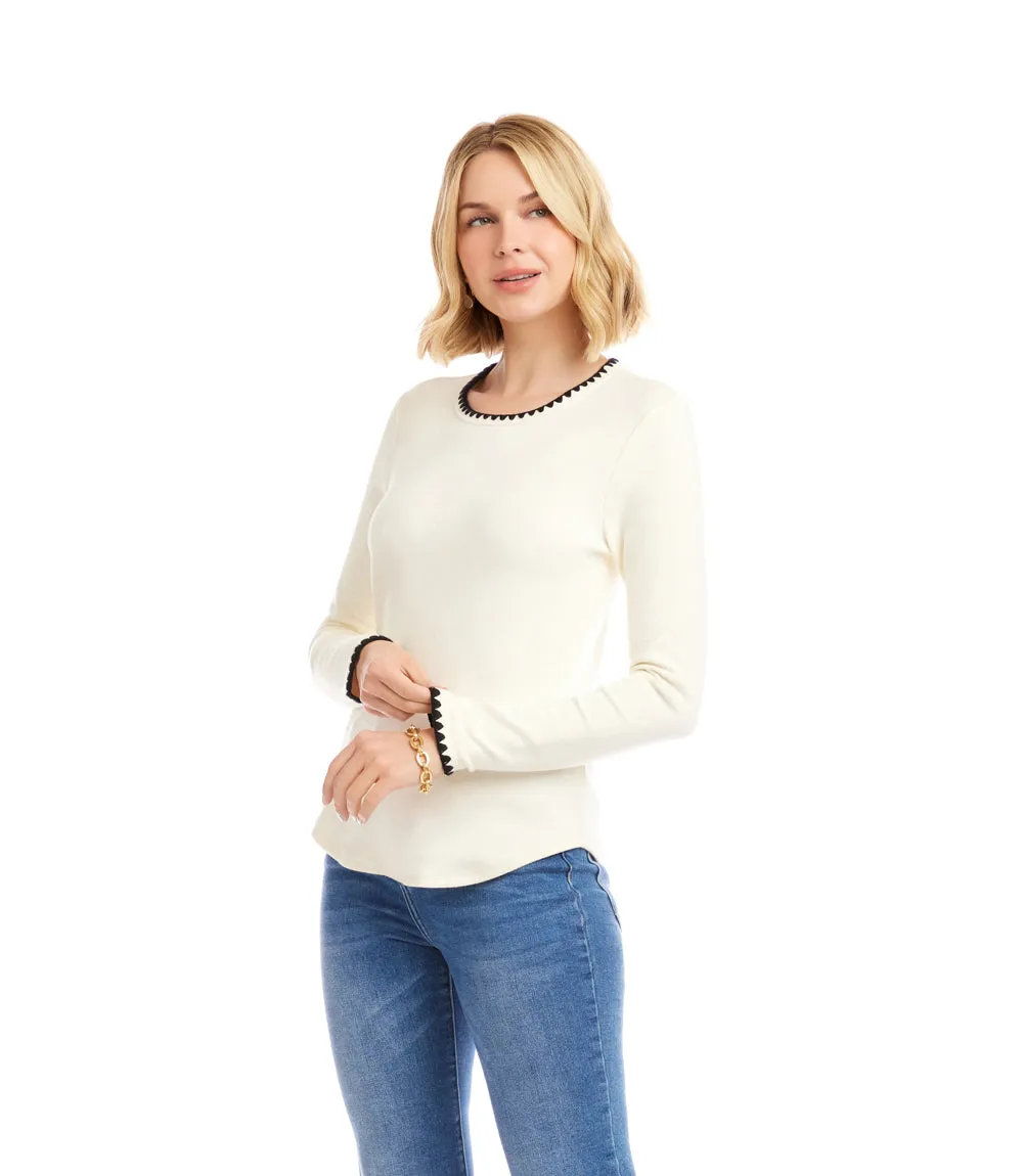 Long Sleeve Edge Stitch Crewneck Top sold by Karen Kane product image thumbnail 4