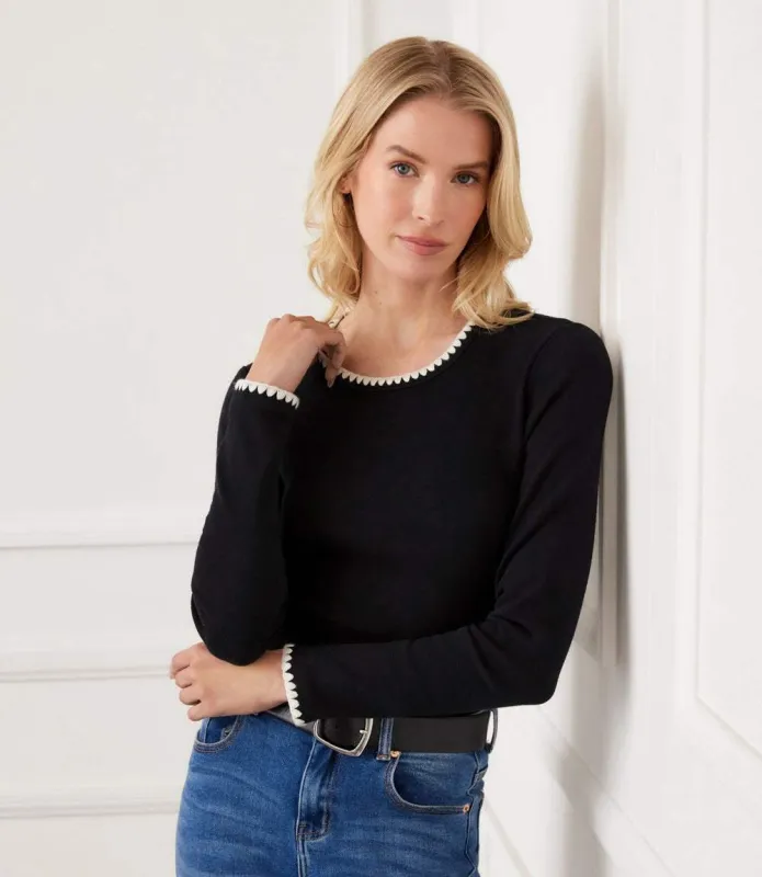 Long Sleeve Edge Stitch Crewneck Top made by Karen Kane