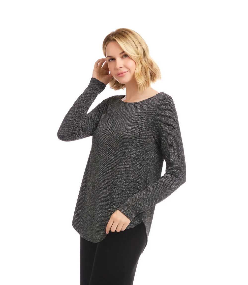 Petite Size Long Sleeve Metallic Stripe Shirttail Top sold by Karen Kane product image thumbnail 2