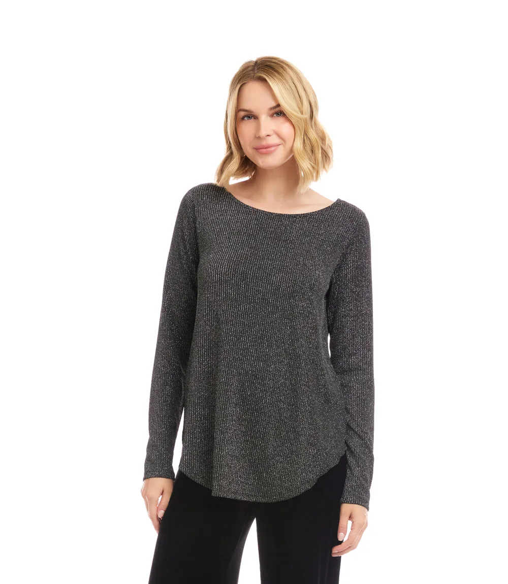 Petite Size Long Sleeve Metallic Stripe Shirttail Top sold by Karen Kane product image thumbnail 3