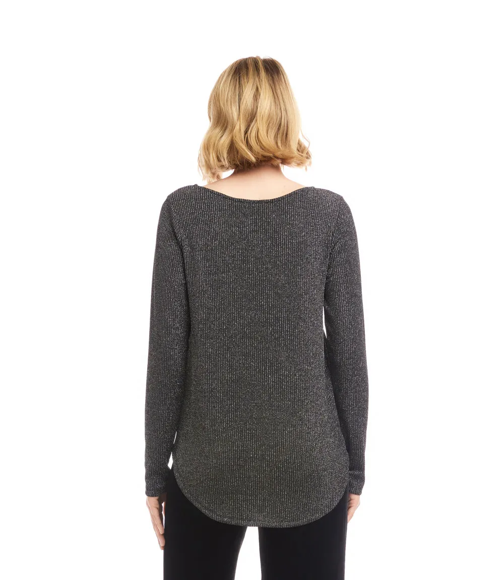 Petite Size Long Sleeve Metallic Stripe Shirttail Top sold by Karen Kane product image thumbnail 5