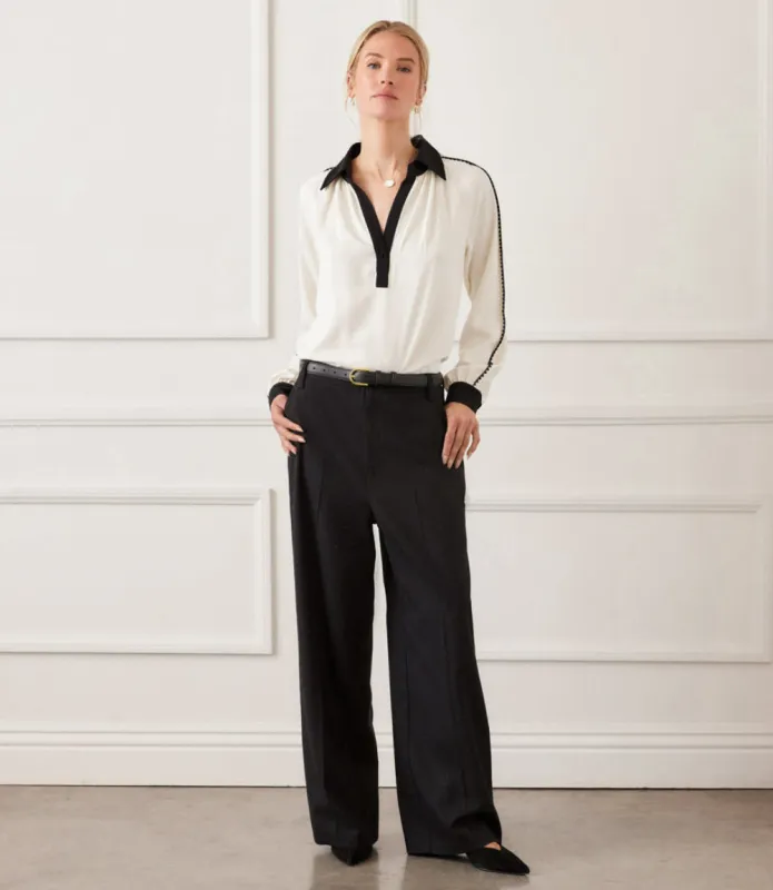 Petite Size Rhinestone Embellished Wide-Leg Trousers made by Karen Kane
