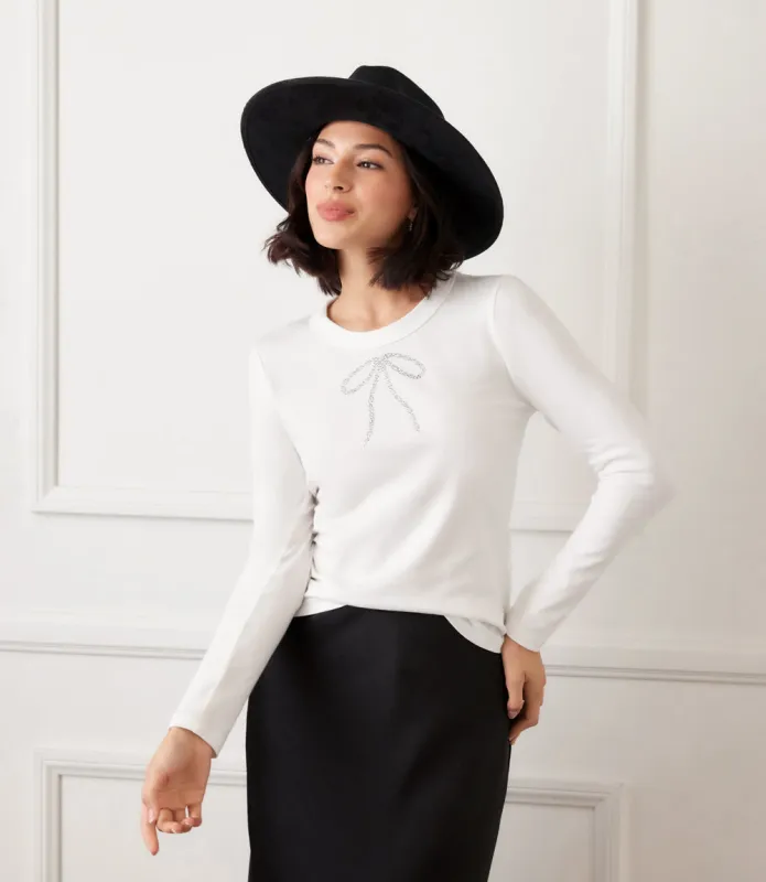 Long Sleeve Embellished Bow Top made by Karen Kane