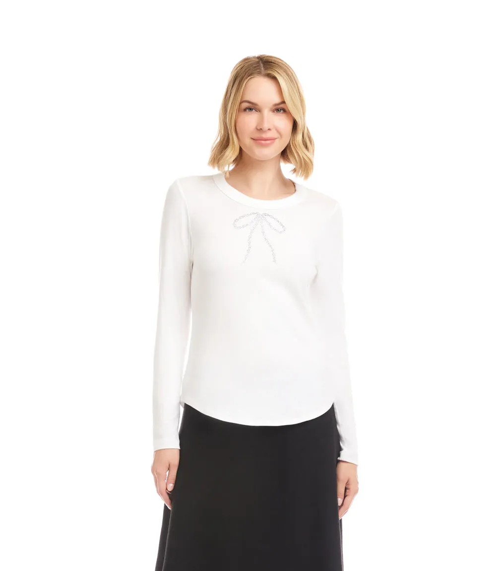 Long Sleeve Embellished Bow Top sold by Karen Kane product image thumbnail 2