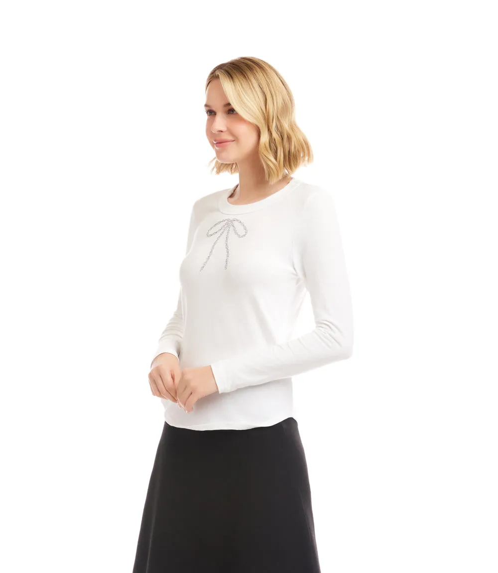 Long Sleeve Embellished Bow Top sold by Karen Kane product image thumbnail 3
