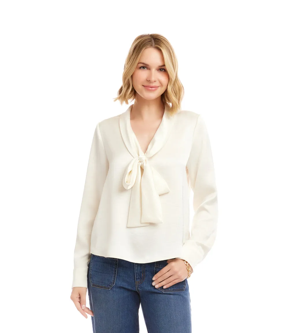 Long Sleeve Satin Bow Top sold by Karen Kane product image thumbnail 2
