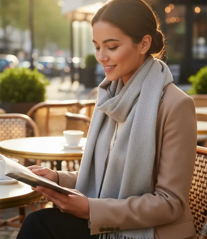 Merino Wool Fringed Scarf sold by Karen Kane