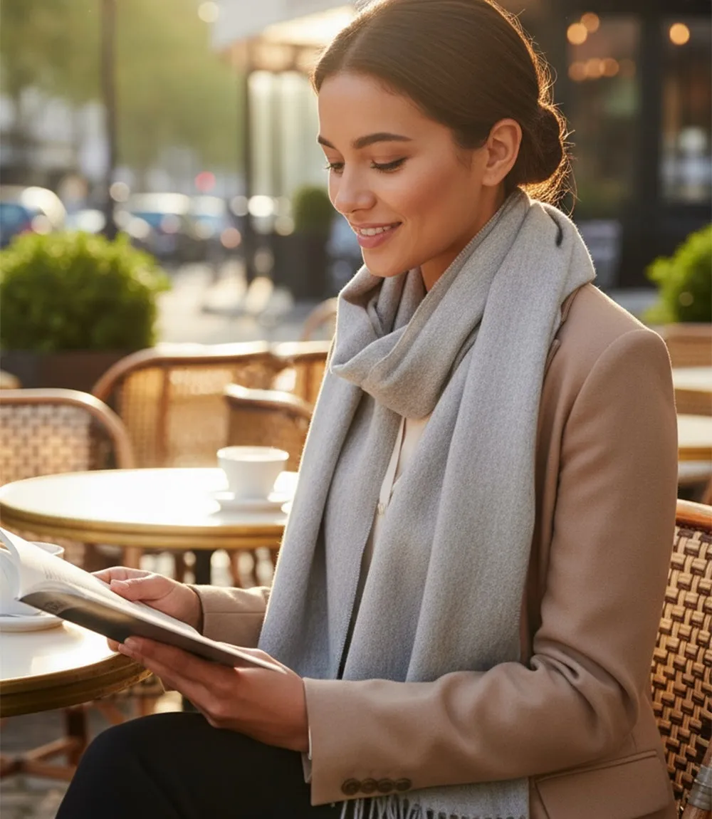 Merino Wool Fringed Scarf sold by Karen Kane
