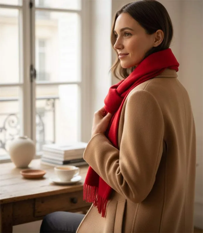 Merino Wool Fringed Scarf sold by Karen Kane