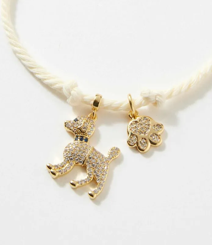Pavé Dog And Paw Cord Bracelet made by Karen Kane