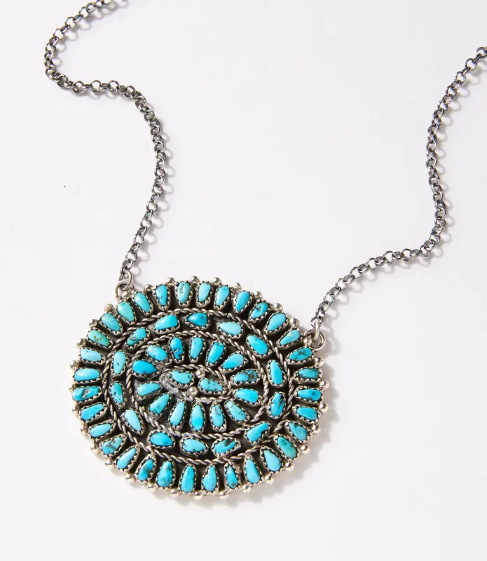 Beaded Turquoise Sundial Pendant Necklace sold by Karen Kane