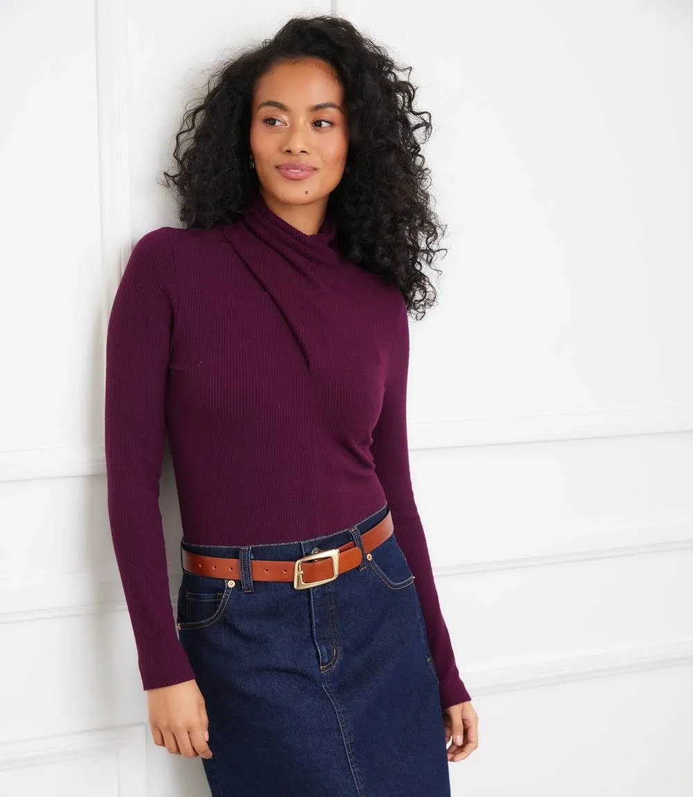 Ribbed Faux Wrap Turtleneck Top sold by Karen Kane product image thumbnail 5