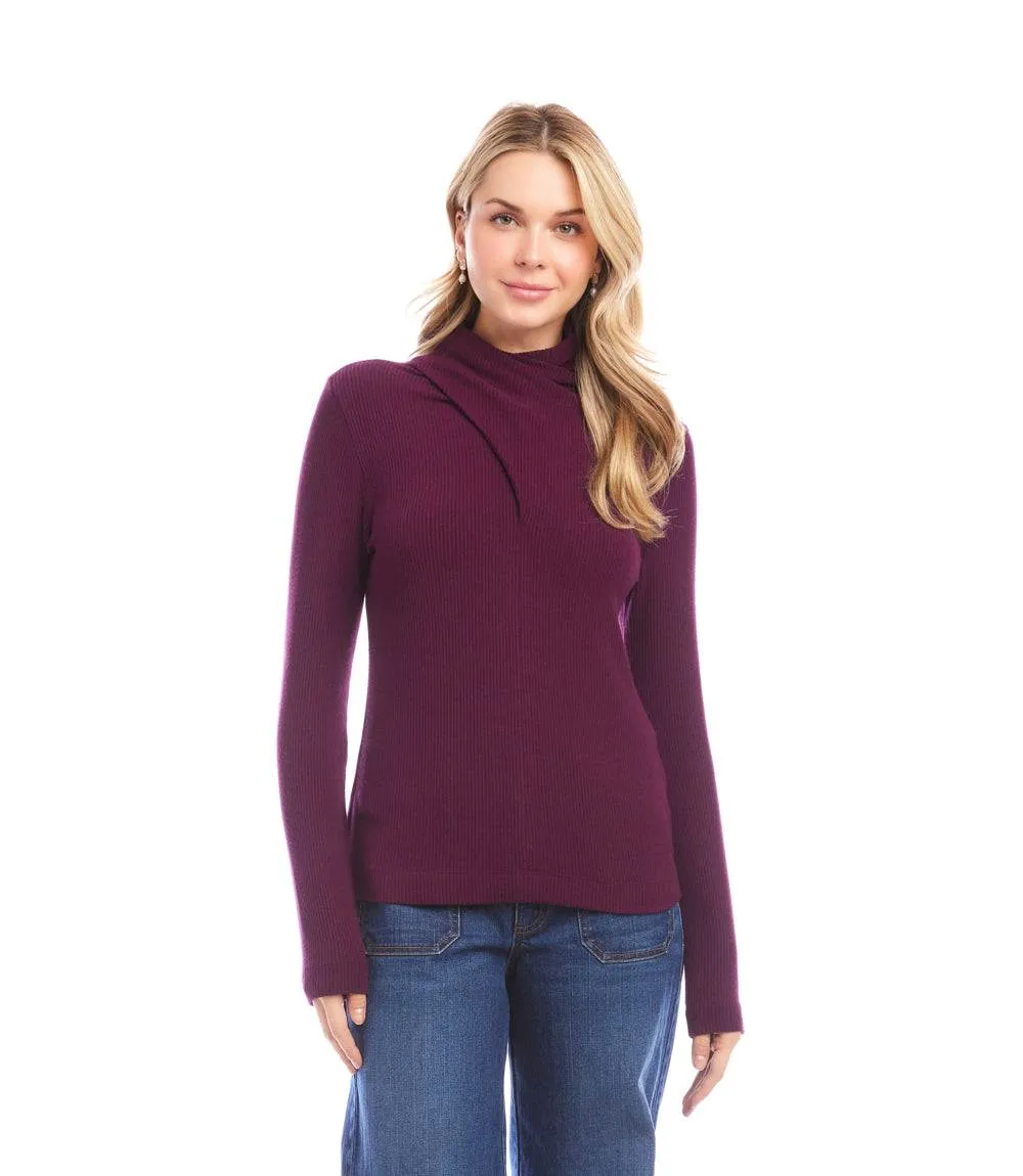 Ribbed Faux Wrap Turtleneck Top sold by Karen Kane product image thumbnail 2