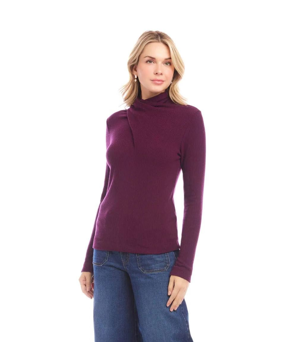 Ribbed Faux Wrap Turtleneck Top sold by Karen Kane product image thumbnail 3