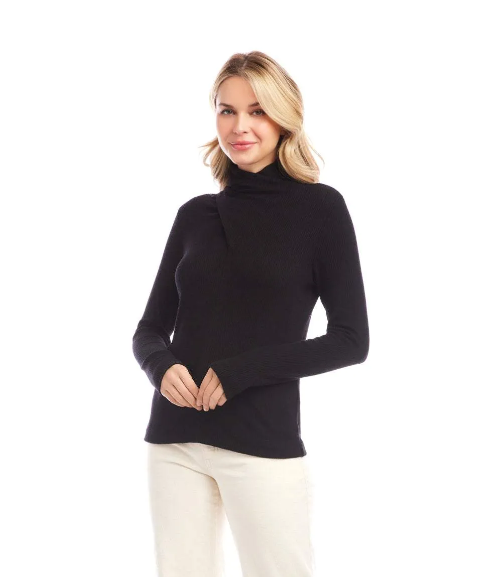 Ribbed Faux Wrap Turtleneck Top sold by Karen Kane product image thumbnail 2