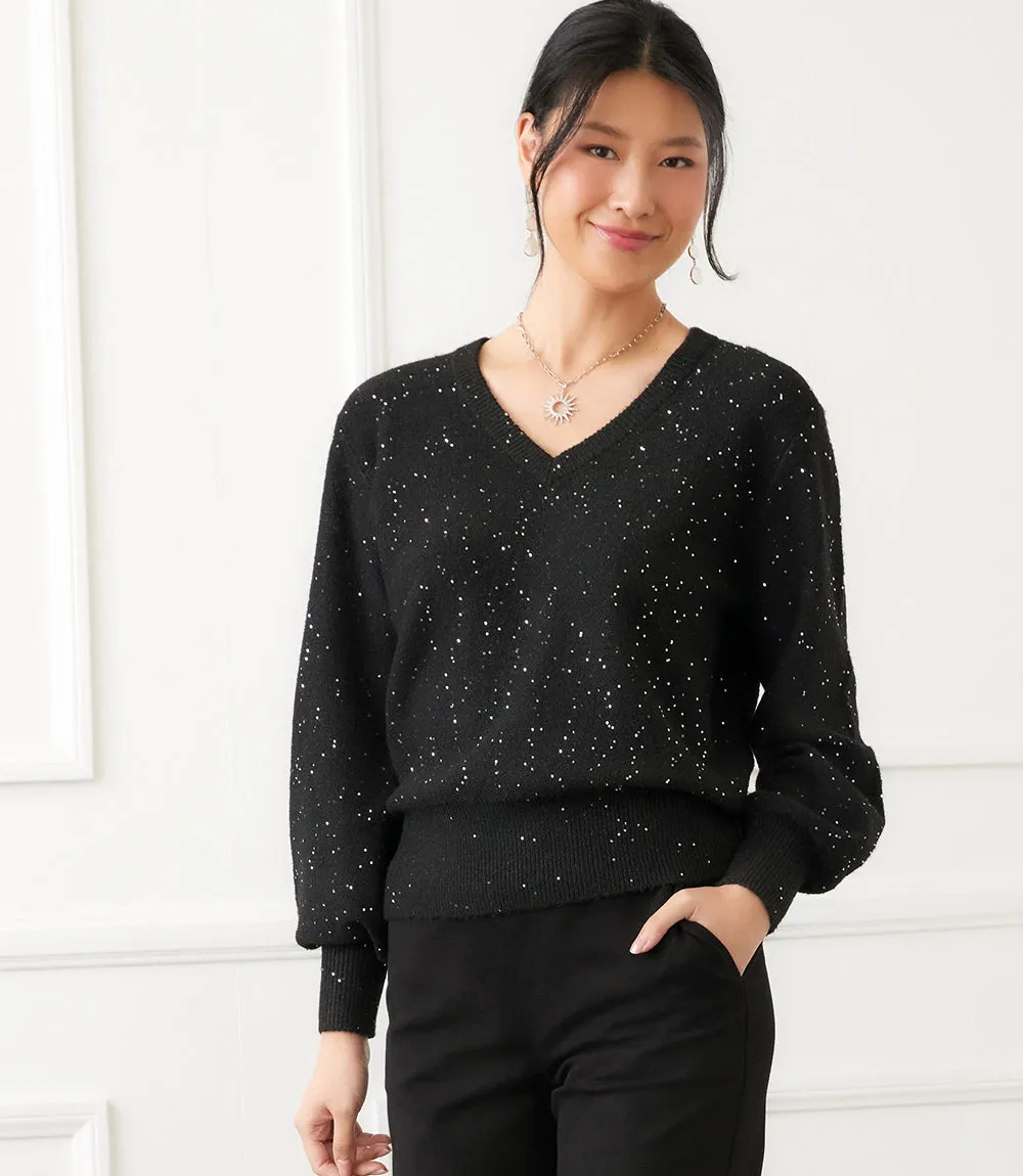 Sequin V-Neck Sweater sold by Karen Kane product image thumbnail 2
