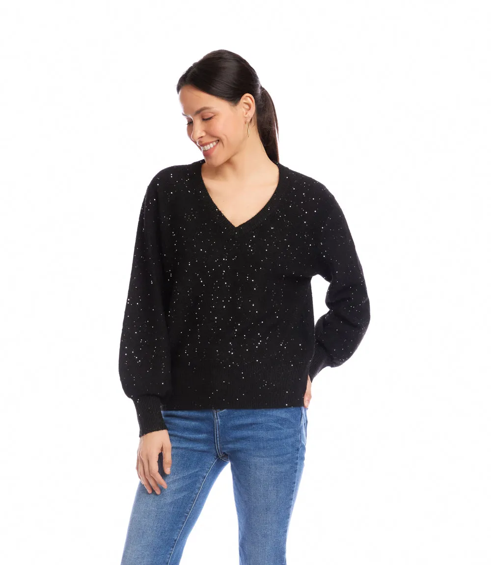 Sequin V-Neck Sweater sold by Karen Kane product image thumbnail 4