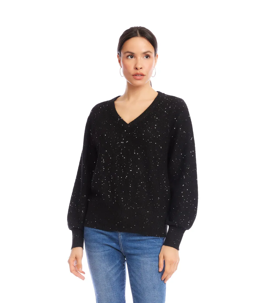 Sequin V-Neck Sweater sold by Karen Kane product image thumbnail 3