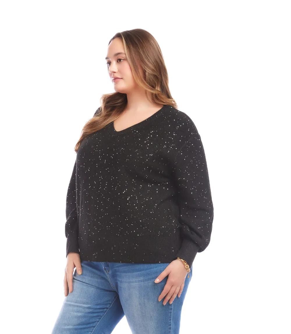 Plus Size Sequin V-Neck Sweater sold by Karen Kane product image thumbnail 2