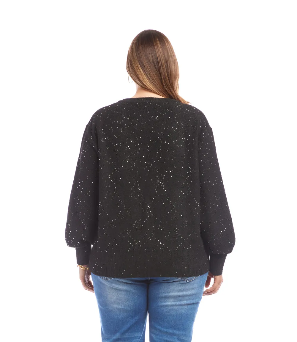 Plus Size Sequin V-Neck Sweater sold by Karen Kane product image thumbnail 4