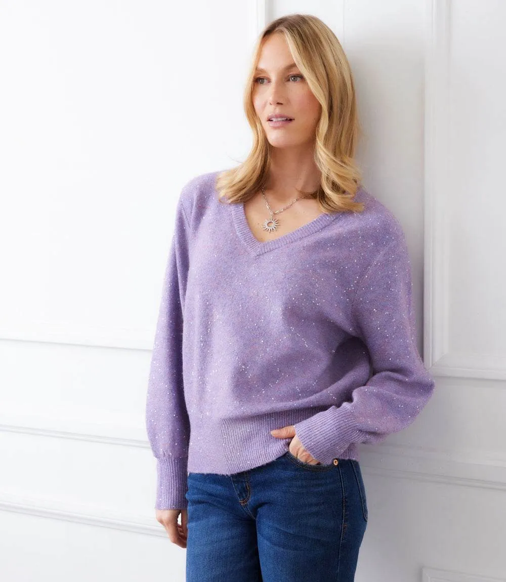 Sequin V-Neck Sweater sold by Karen Kane product image thumbnail 2