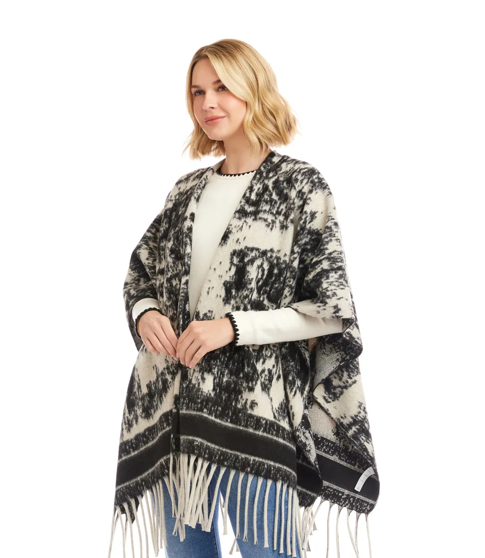 Brushed Jacquard Knit Fringe Poncho sold by Karen Kane product image thumbnail 4
