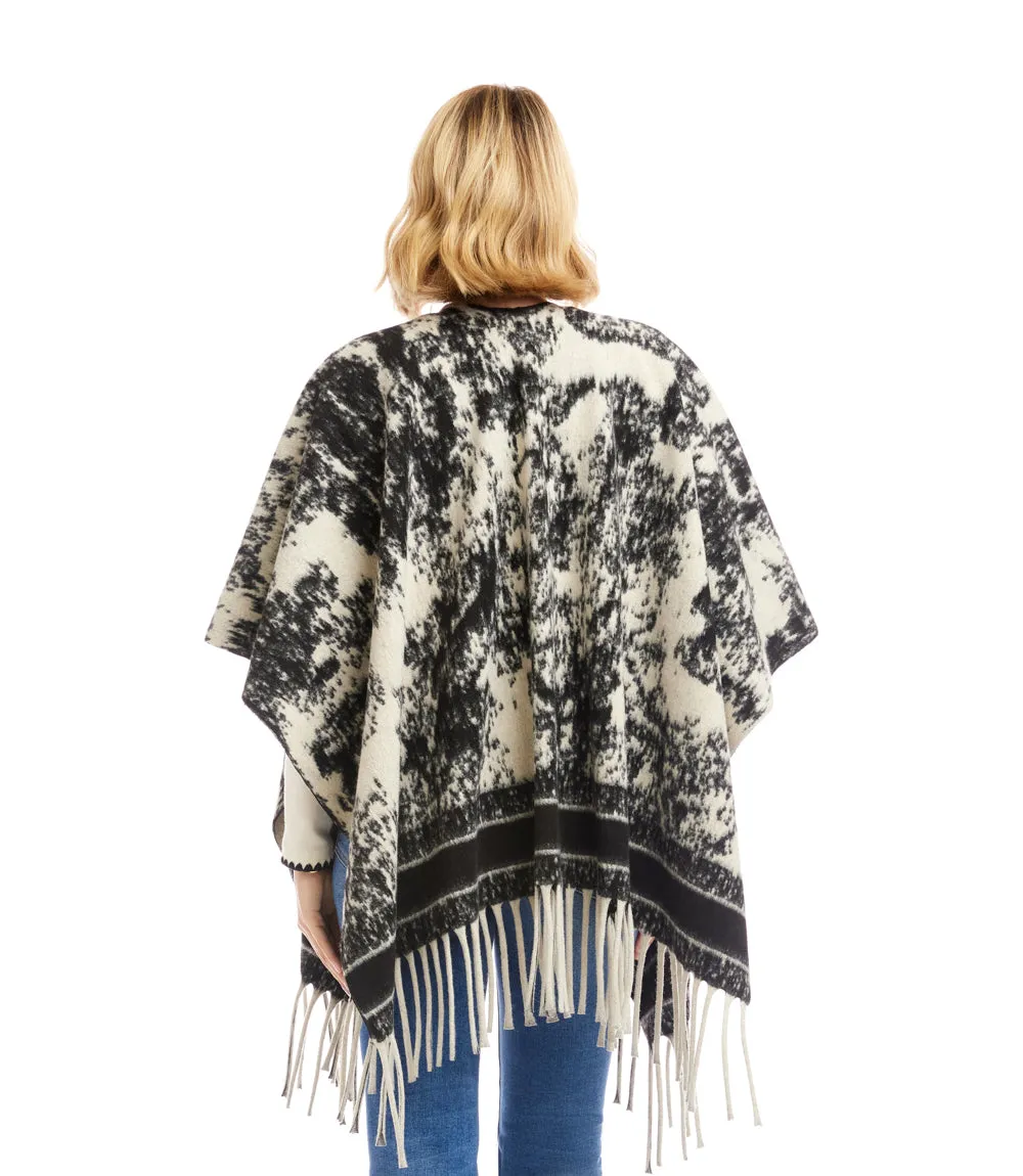 Brushed Jacquard Knit Fringe Poncho sold by Karen Kane product image thumbnail 5