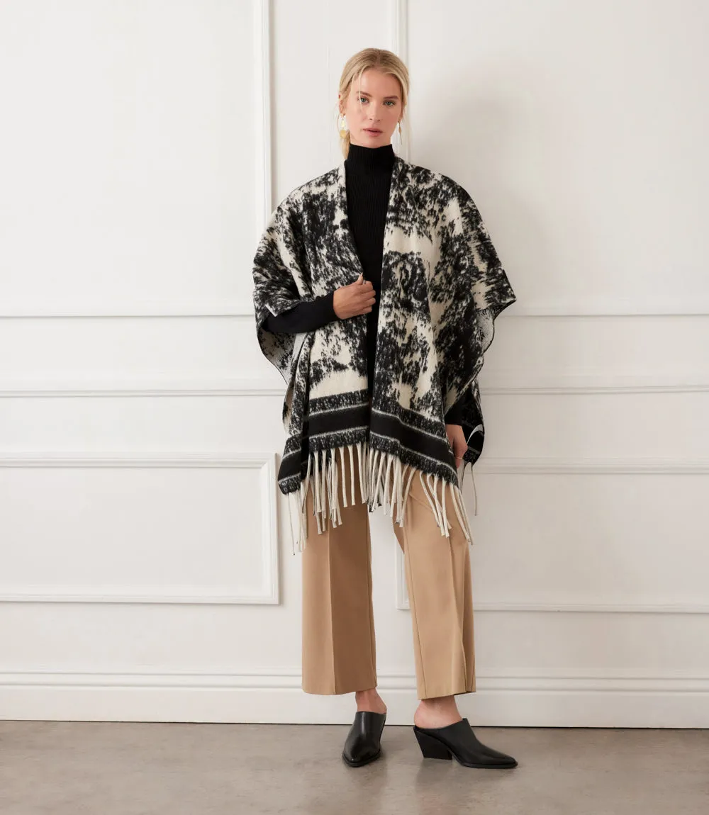 Brushed Jacquard Knit Fringe Poncho sold by Karen Kane product image thumbnail 2