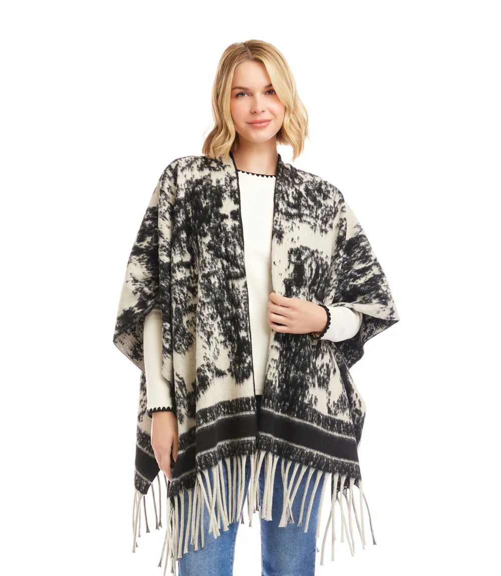 Brushed Jacquard Knit Fringe Poncho sold by Karen Kane product image thumbnail 3