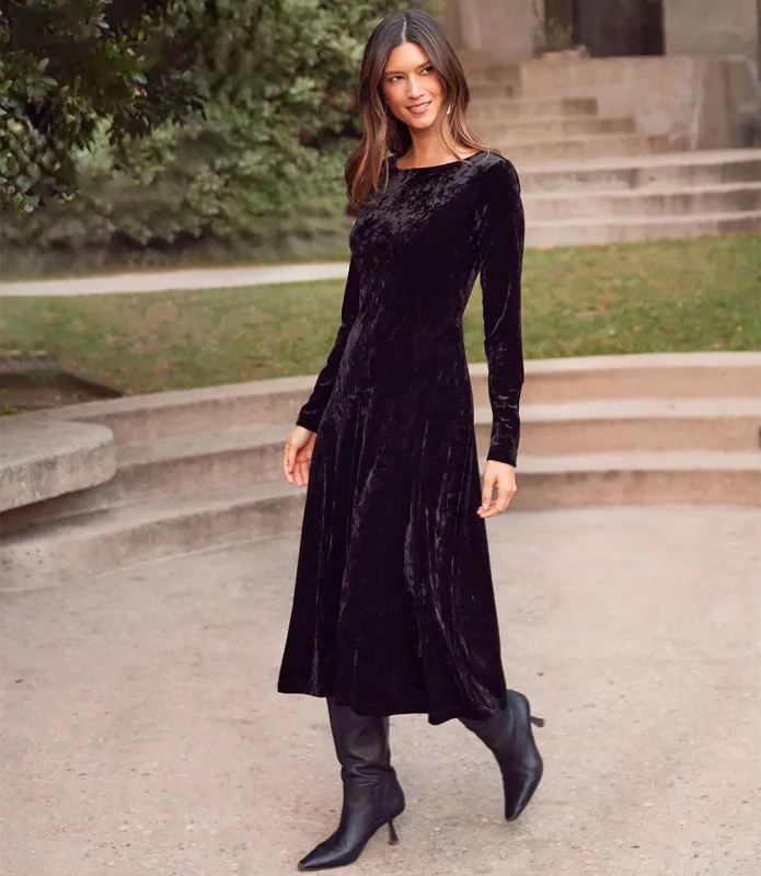 Kate Long Sleeve Velvet Midi Dress sold by Karen Kane
