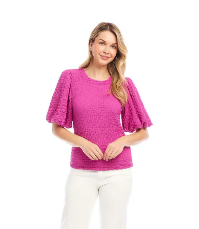 Puff Sleeve Textured Top sold by Karen Kane
