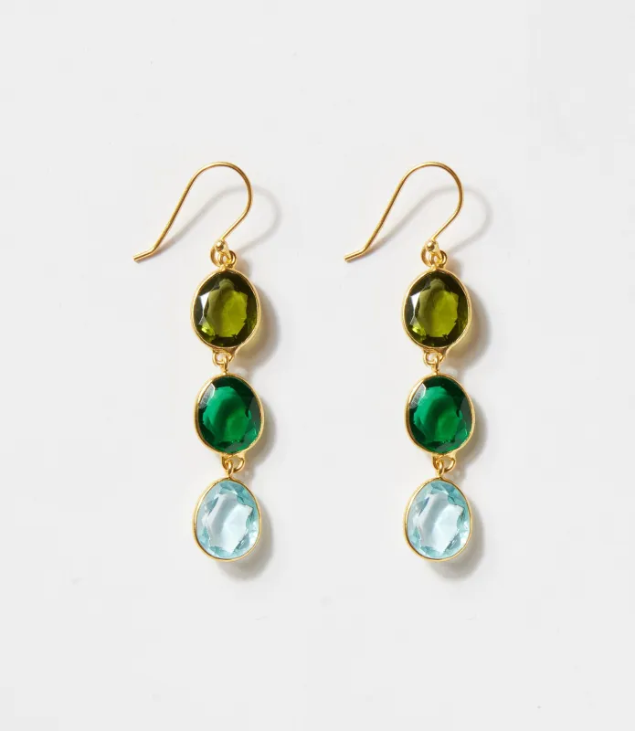 Triple Drop Gemstone Earrings sold by Karen Kane