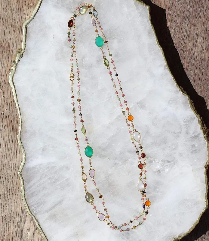 Multi Color Beaded Gemstone Necklace sold by Karen Kane