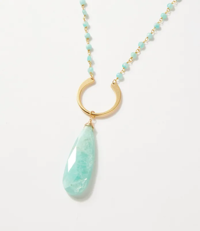 Amazonite Teardrop Beaded Necklace sold by Karen Kane