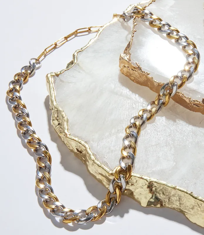 Mixed Gold And Silver Chain Necklace sold by Karen Kane