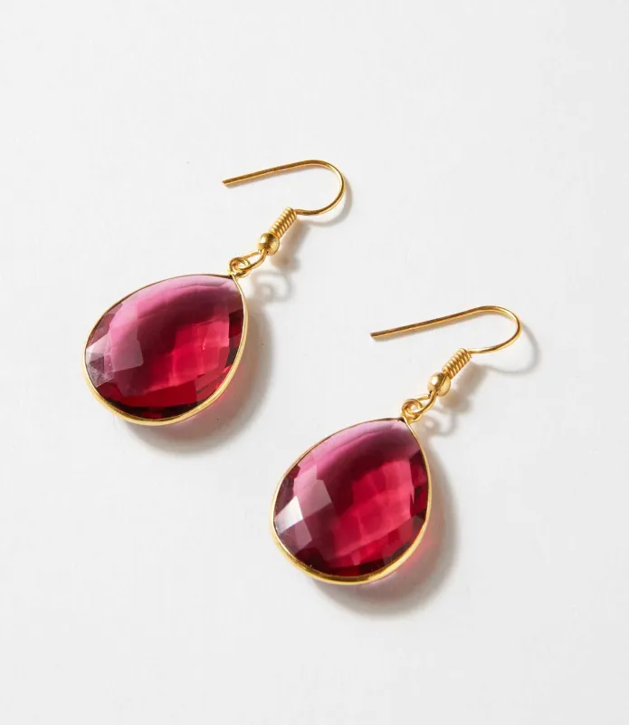 Pink Quartz Teardrop Earrings sold by Karen Kane