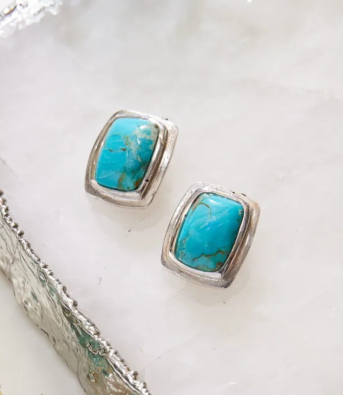 Turquoise Sterling Silver Clip Earrings sold by Karen Kane