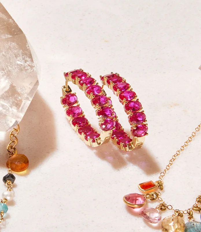 Gemstone Hoop Earrings sold by Karen Kane